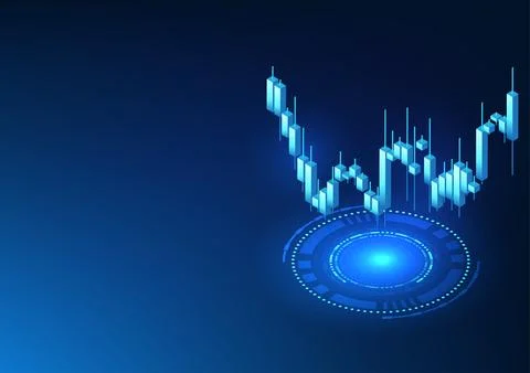 Technology that displays stock graphs Candlestick charts that show stock ma.. Stockillustratie
