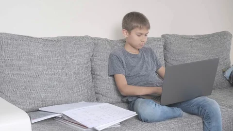 Technology, distance education, online learning from home Stock Footage 127880169