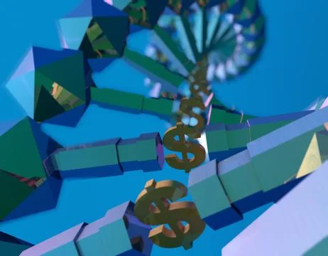Technology DNA and dollar sign, technology finance Stock Illustration