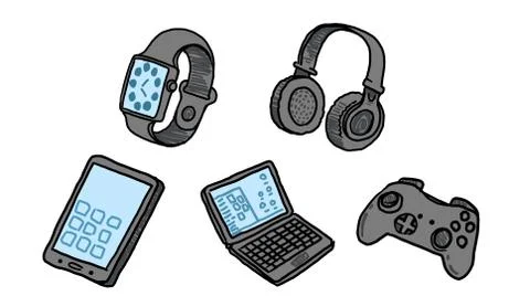Technology doodles icons Stock-Illustration