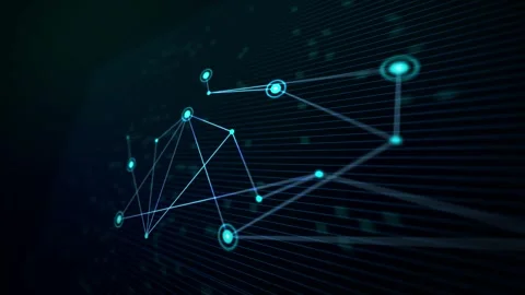 Technology dotted lines background. Blue low poly digital lines background 4K Stock Footage 255626662