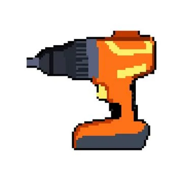 Technology drill pixel art vector illustration Ilustração Stock