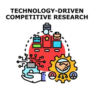 Technology driven competitive research and market analysis Stock Illustration