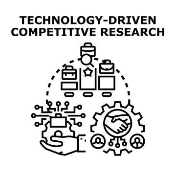 Technology driven competitive research and market analysis Stock Illustration