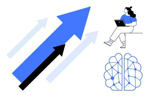 Technology-Driven Progress with AI and Data Insights for Business Growth an.. Illustrazione stock