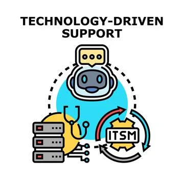 Technology driven support concept illustration with ai bot Stock Illustration