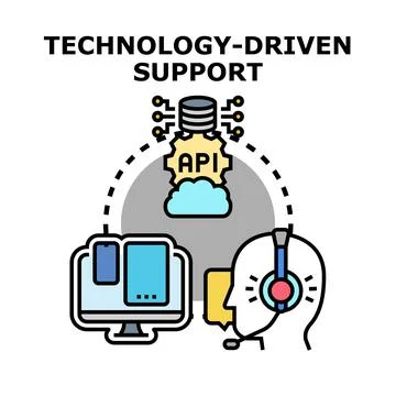 Technology driven support providing customer service and technical assistance Ilustração Stock
