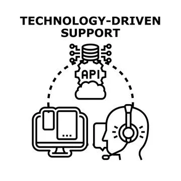 Technology driven support providing customer service and technical assistance Stock Illustration