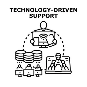 Technology driven support providing remote assistance and automation Stock Illustration