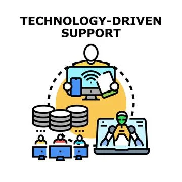 Technology driven support providing remote assistance and automation Stock Illustration