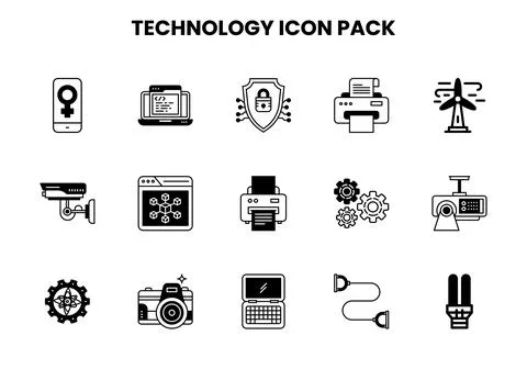 Technology DuoTone Bundle Icons Pack Stock Illustration