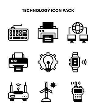Technology DuoTone Collection Icons Pack Illustrazione stock