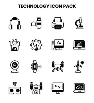 Technology DuoTone Design Icons Pack Stock Illustration