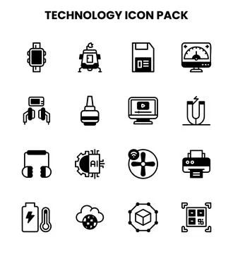 Technology DuoTone Scalable Icons Pack Stock Illustration