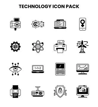 Technology DuoTone Set Icons Pack Stock Illustration