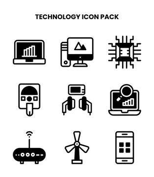 Technology DuoTone Set Icons Pack Stock Illustration
