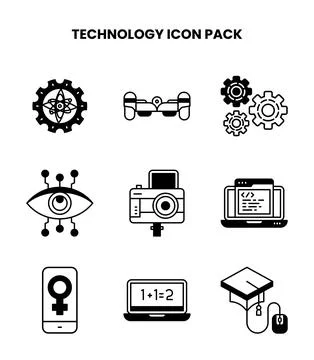 Technology DuoTone Set Icons Pack Stock Illustration