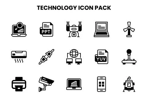 Technology DuoTone Vector Icons Pack 库存插图