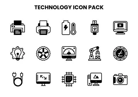 Technology DuoTone Vector Icons Pack 스톡 일러스트