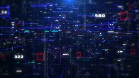 Technology dynamic of HUD cyber security icon platform Stock Footage 317015116