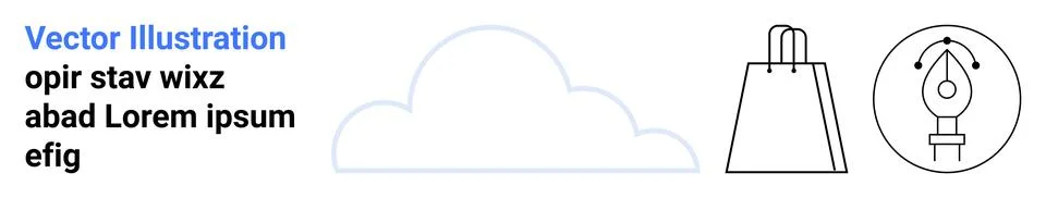 Technology, e-commerce, cloud storage, design, creativity, shopping. Visible  库存插图