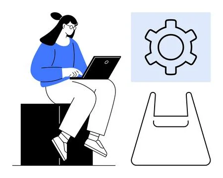 Technology, e-commerce, online shopping, digital tools, business innovation,  イラスト素材