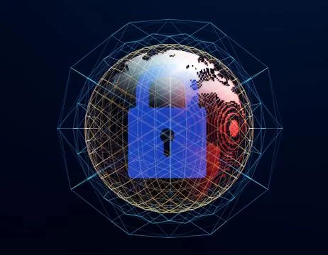 Technology earth and lock, safety protection Stock Illustration
