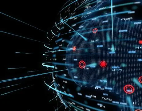Technology earth, global network data transmission and communication Stock Illustration