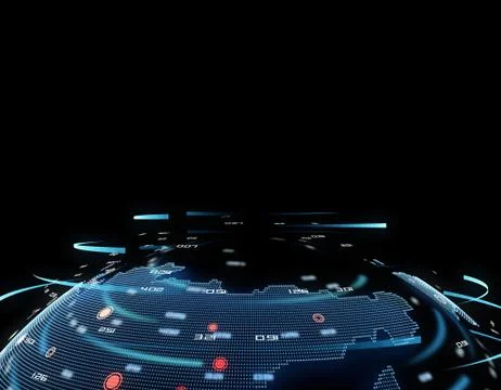 Technology earth, global network data transmission and communication Stock Illustration