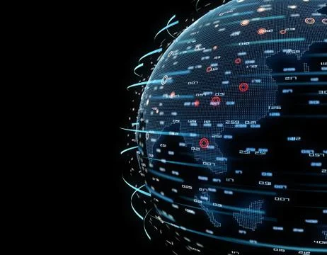 Technology earth, global network data transmission and communication Stock Illustration