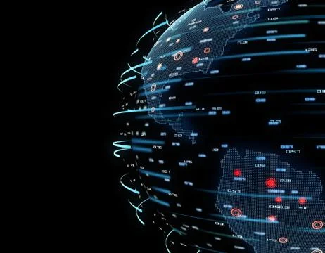 Technology earth, global network data transmission and communication Stock Illustration