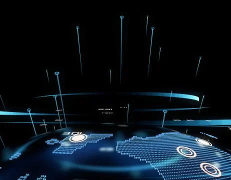 Technology earth, global network data transmission and communication Stock Illustration