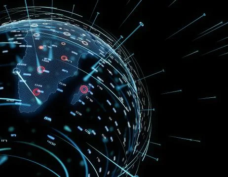 Technology earth, global network data transmission and communication Stock Illustration