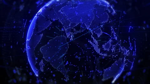 Technology earth planet global network data connection 2 scenes 4K motion 库存影片 344033030