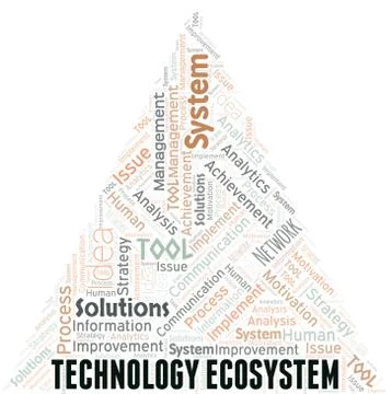 Technology Ecosystem typography vector word cloud. Stock Illustration