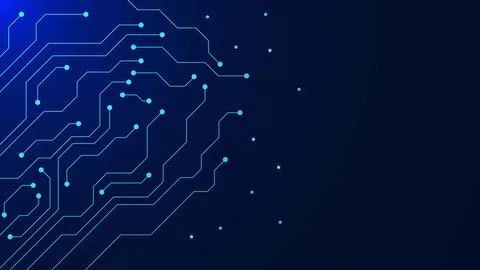 Technology electronic circuit board texture on blue 库存插图