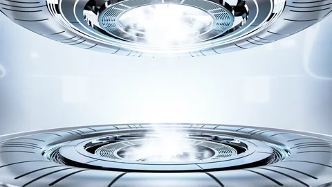 Technology element animation seamless loop. Silver power podium empty stage  Stock Footage 199733773
