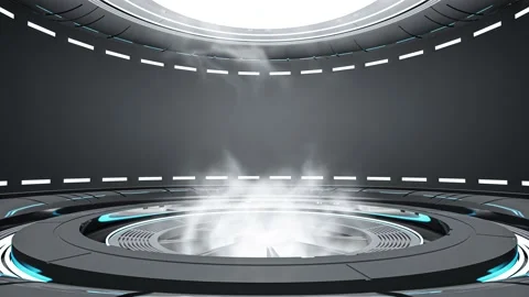 Technology element animation seamless loop. Dark night power podium empty stage  Stock Footage 199733787