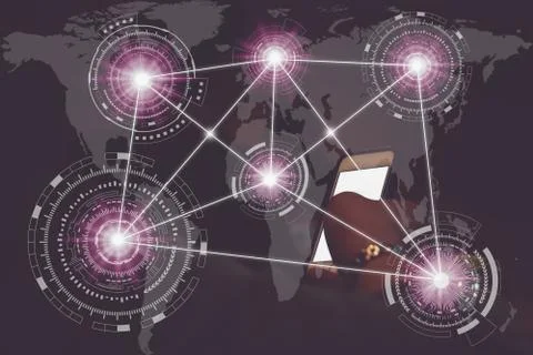 Technology element internet communication network concept background Stock Photos