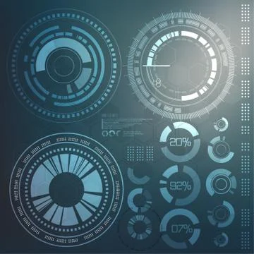 Technology element. Technological background with various technological elements Stock Illustration