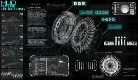 Technology elements. HUD UI design. Head up display Illustrazione stock