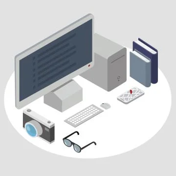 Technology Elements isometric on a white background Stockillustratie