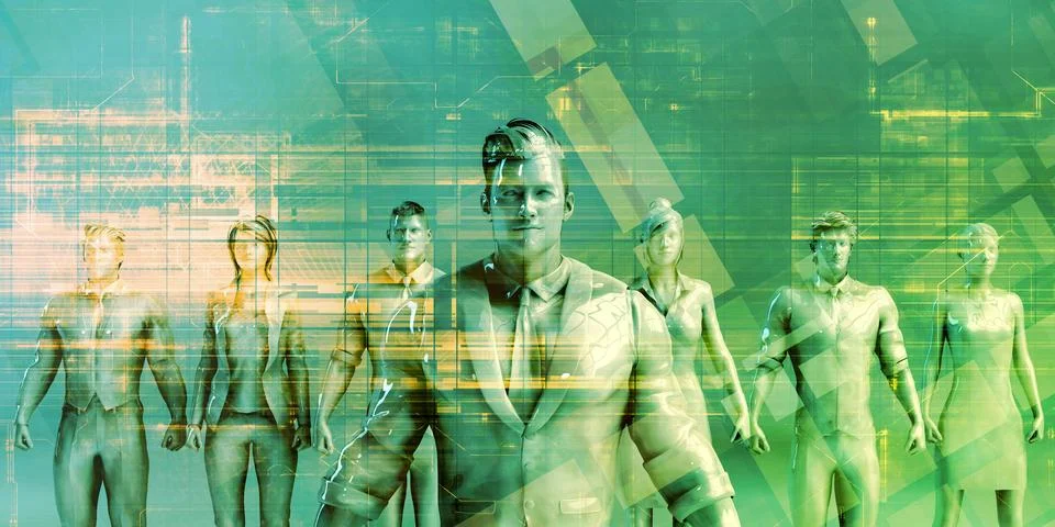Technology Empowerment for Workforce Management Visuals Stock Illustration