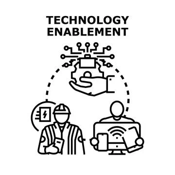 Technology enablement concept empowering workers with digital tools イラスト素材