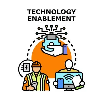 Technology enablement concept empowering workers with digital tools Stock Illustration