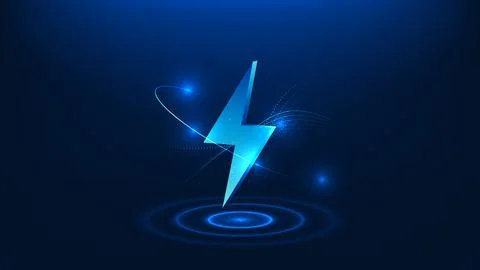 Technology energy background lightning symbol surrounded by circular rings,.. Stock Illustration