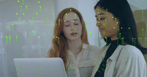 Technology engineer opening laptop inviting feedback coworker nodding while Stock Footage 317869572