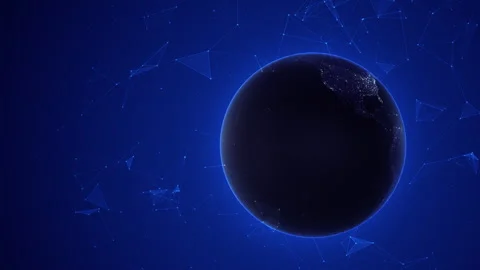 Technology, engineering and communications concept with earth and Plexus Vidéo 257596076
