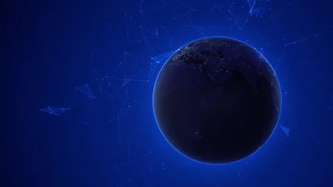 Technology, engineering and communications concept with earth and Plexus Stock Illustration