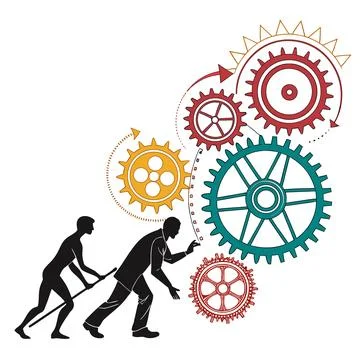 Technology evolution concept, abstract progressive shapes. Stock Illustration